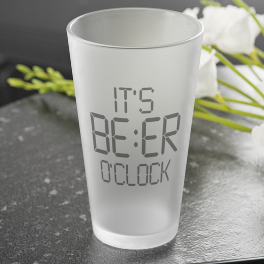 It's Beer O'clock- Frosted Pint Glass, 16oz