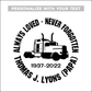 18 Wheeler Big Rig Truck - Celebration Of Life Decal