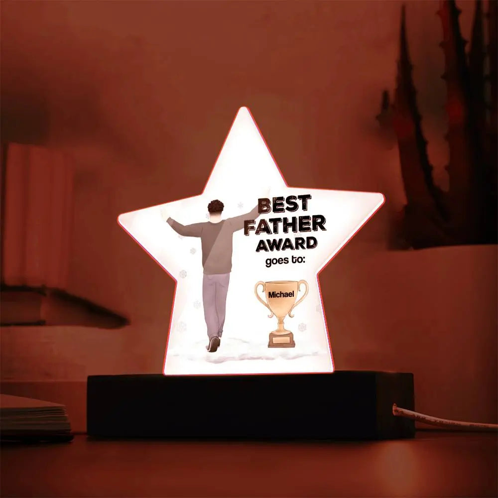 Best Father Award (Personalized) ~ Star Acrylic Plaque - Gifts From The Heart