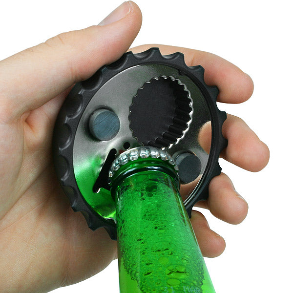 Stop Thinking, Start Drinking - Designer Beer Bottle Opener Magnet for Refrigerator, Gifts for Beer Lovers, Black