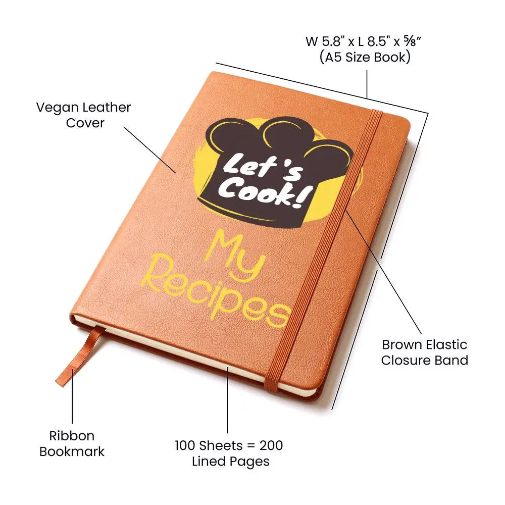 My Recipies - Recipe Book, and Healthy Food Journal - Leatherbound Notebook - Gifts From The Heart