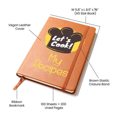 My Recipies - Recipe Book, and Healthy Food Journal - Leatherbound Notebook - Gifts From The Heart