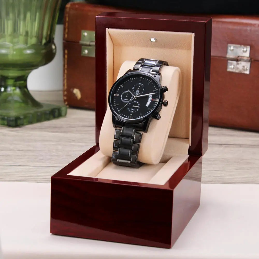 Customized Black Chronograph Watch - Image #10
