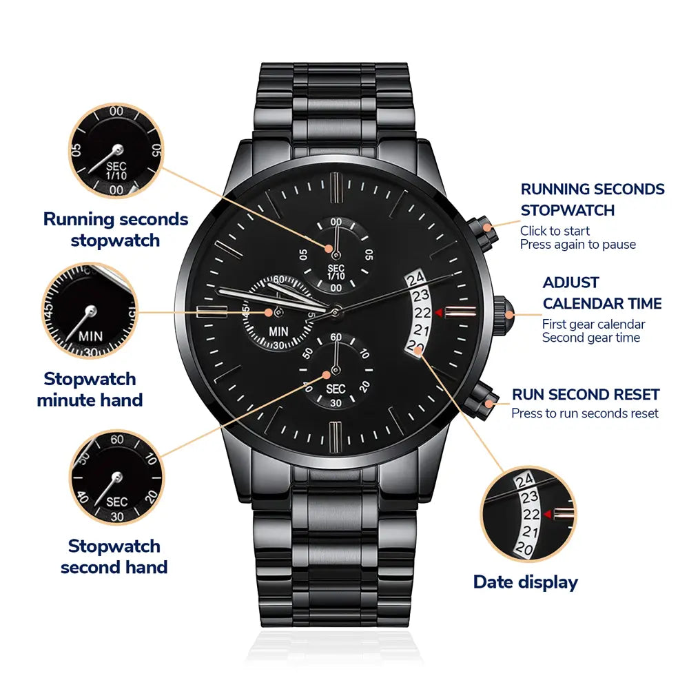 Customized Black Chronograph Watch - Image #5