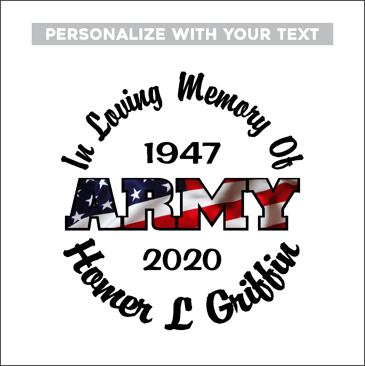 ARMY Full Color Flag - Celebration Of Life Decal