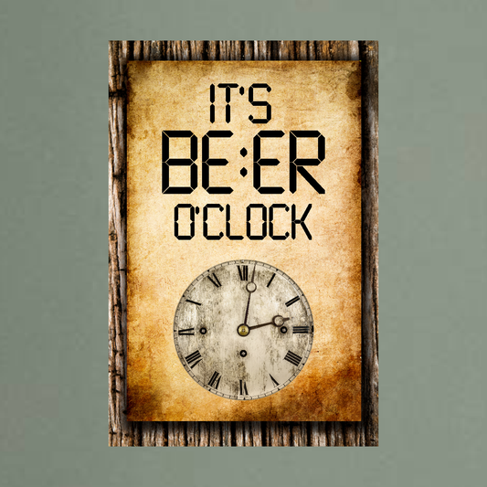 It's BEER O'clock (clock) - 12" x 18" Vintage Metal Sign