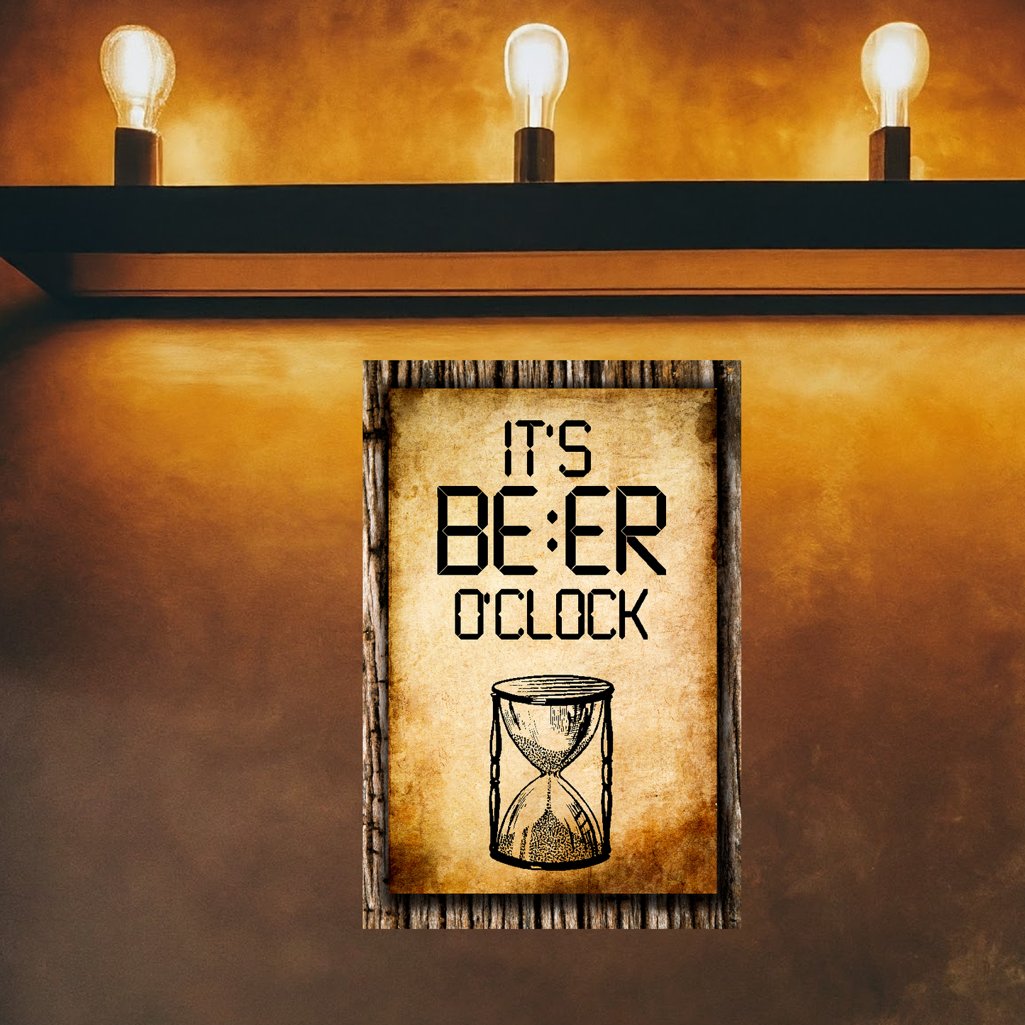 It's BEER O'clock (HourGlass) - 12" x 18" Vintage Metal Sign