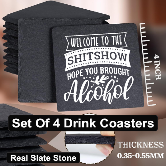 Welcome To The Shit Show - Set of 4 Black Slate Stone Coasters