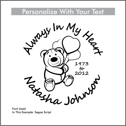 TEDDY BEAR with BALLOONS - Celebration Of Life Decal