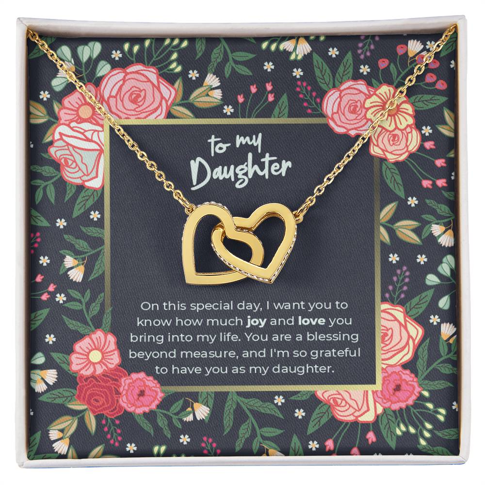 To My Daughter - You are a blessing beyond measure - Interlocking Hearts Necklace
