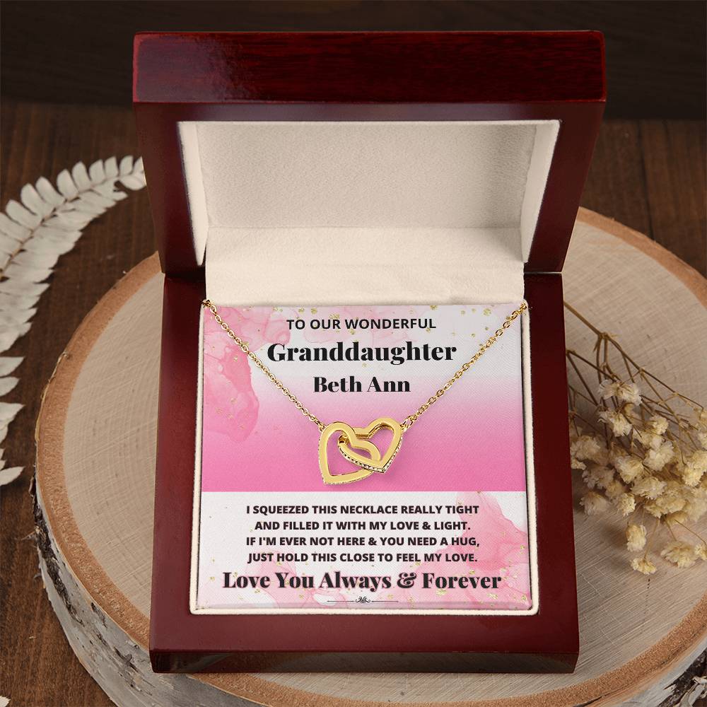 To Our Wonderful Granddaughter (Personalized) - If I'm Ever Not Here & You Need A Hug, Just Hold This Close To Feel My Love. - Name Necklace