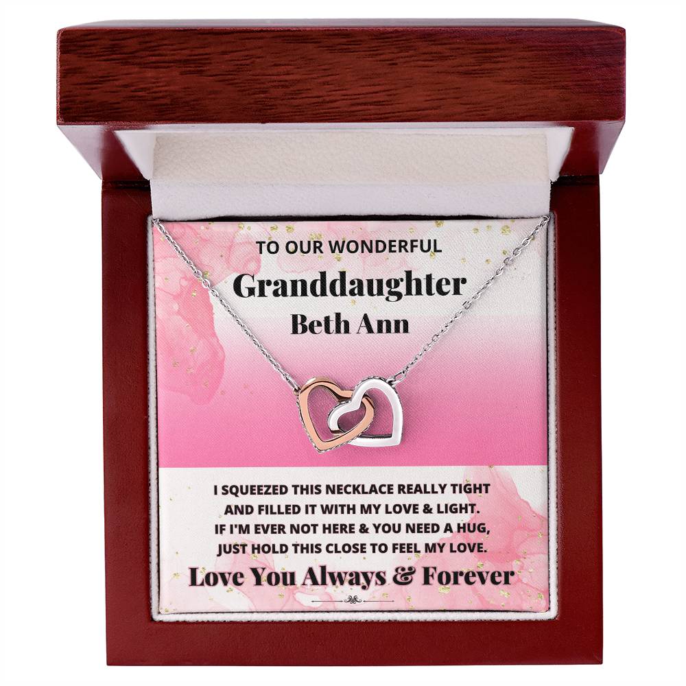 To Our Wonderful Granddaughter (Personalized) - If I'm Ever Not Here & You Need A Hug, Just Hold This Close To Feel My Love. - Name Necklace