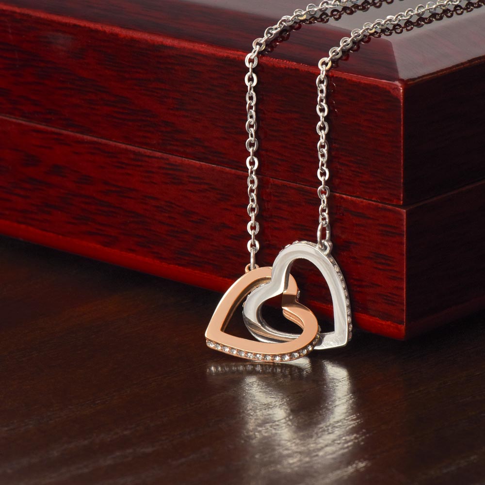 To Beautiful Fiancée (Personalized)  -If I'm Ever Not Here & You Need A Hug, - Personalized Interlocking Hearts necklace