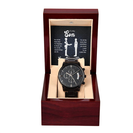 To My Son, For All The Special Things You Do, Love, Your Dad - Black Chronograph Watch