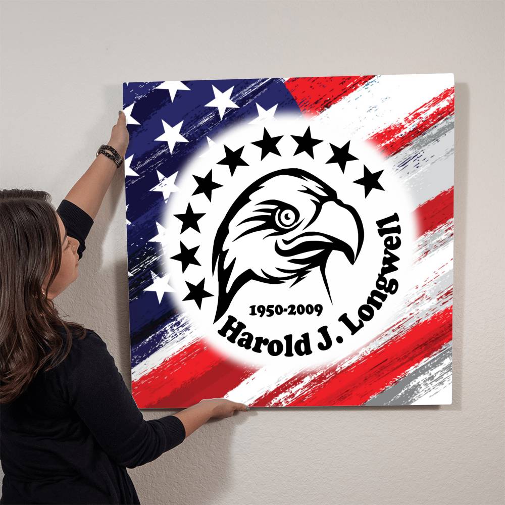 Personalized Patriotic Eagle & Stars Wall Memorial High Gloss Metal Print
