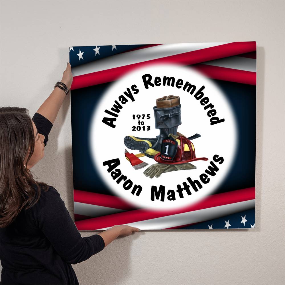 Personalized Full Color Fire Gear 2 Wall Memorial High Gloss Metal Print
