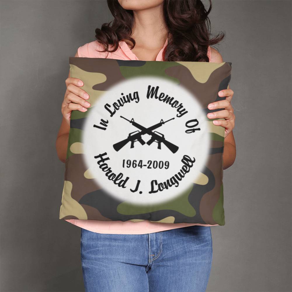 Camouflage Guns Crossed Personalized Memorial Pillow