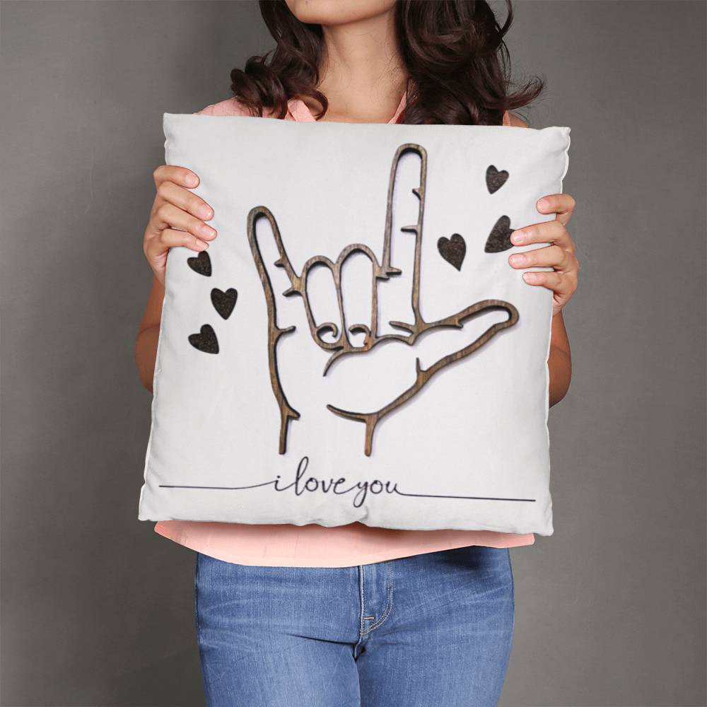 ASL - I Love You Image Custom Throw Pillow - ILY