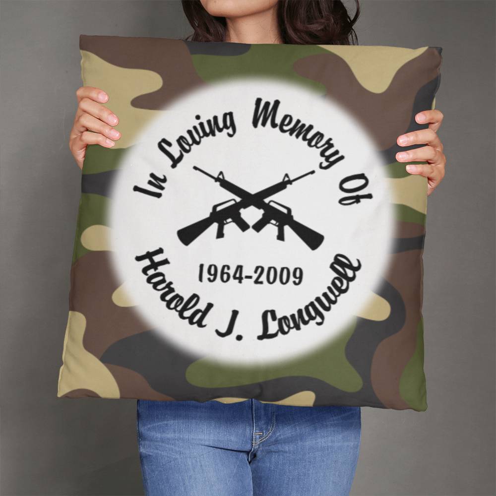 Camouflage Guns Crossed Personalized Memorial Pillow