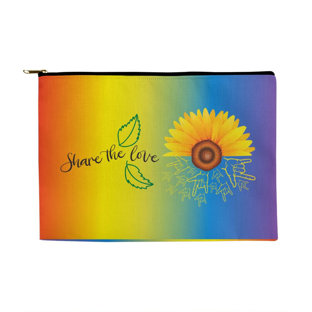 ASL, Share The Love - Large Fabric Zippered Pouch