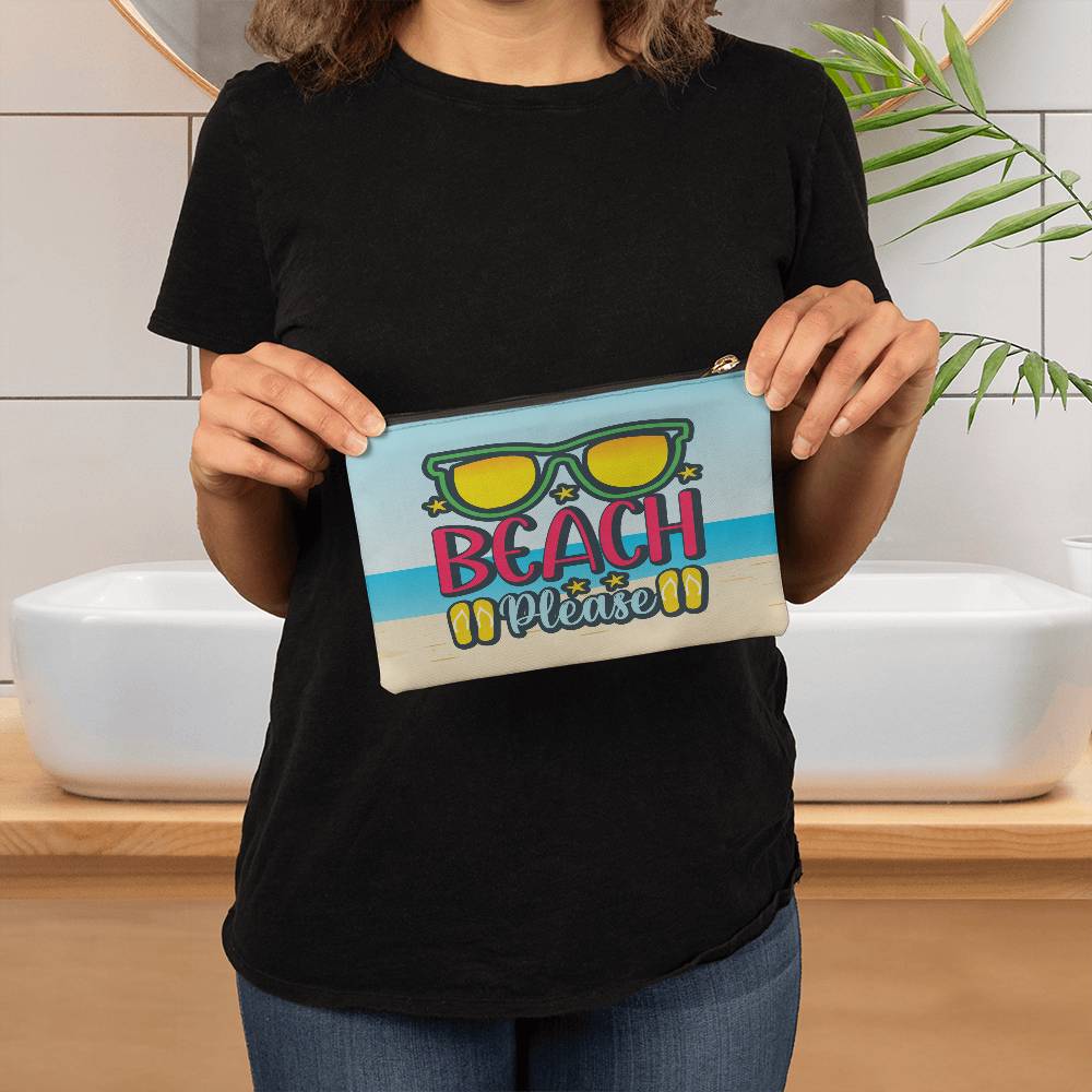 Beach Vibes, Beach Please! - Small Fabric Zippered Pouch
