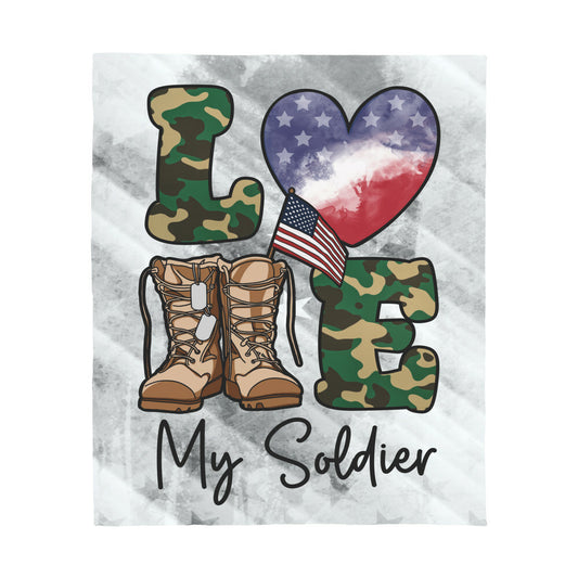 Love My Soldier Jersey Fleece Blanket