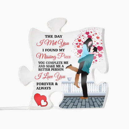The Day I Met You (Brunette) ~ Acrylic Puzzle Plaque - Gifts From The Heart