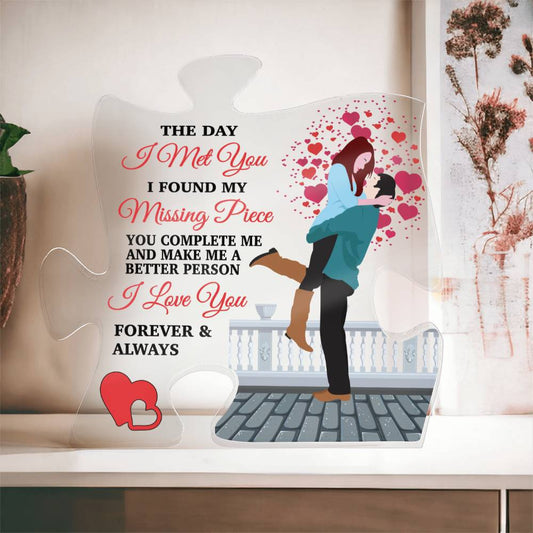 The Day I Met You (Red) ~ Acrylic Puzzle Plaque - Gifts From The Heart