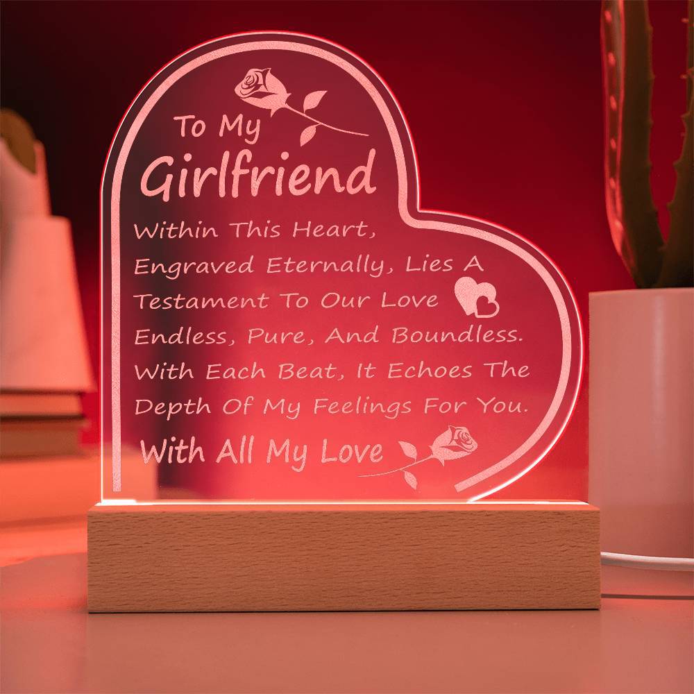Infinite Love Engraved Heart Plaque - For Girlfriend - Gifts From The Heart